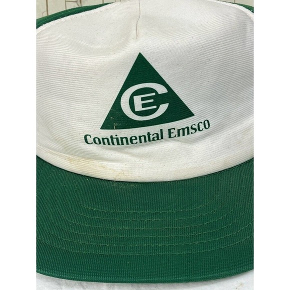 Vintage Continental Emasco Green & White Oil And Gas Snap Back Trucker Hat - Picture 2 of 7